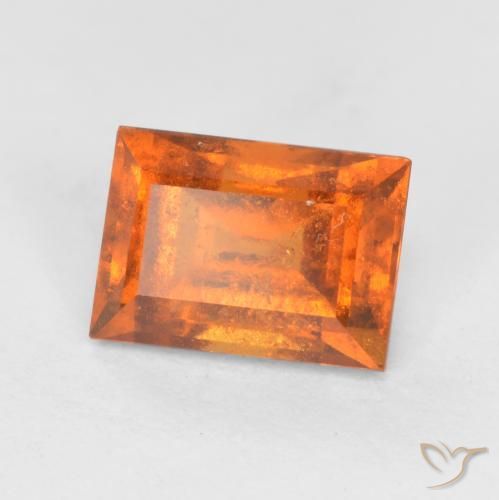 1.32ct 자연스러운 미디엄 오렌지 헤소나이트 가넷, 바게트, SI