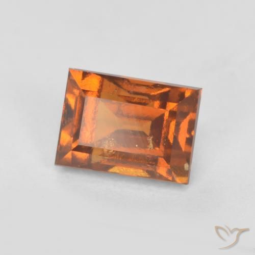1.12ct 자연스러운 미디엄 다크 오렌지 헤소나이트 가넷, 바게트, SI
