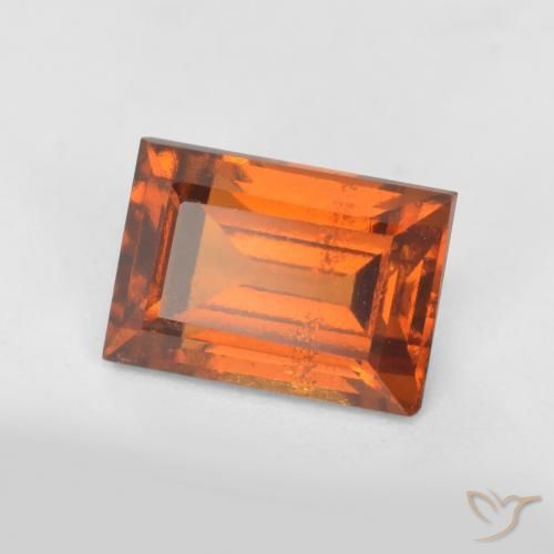 1.11ct 자연스러운 미디엄 다크 오렌지 헤소나이트 가넷, 바게트, VS-SI