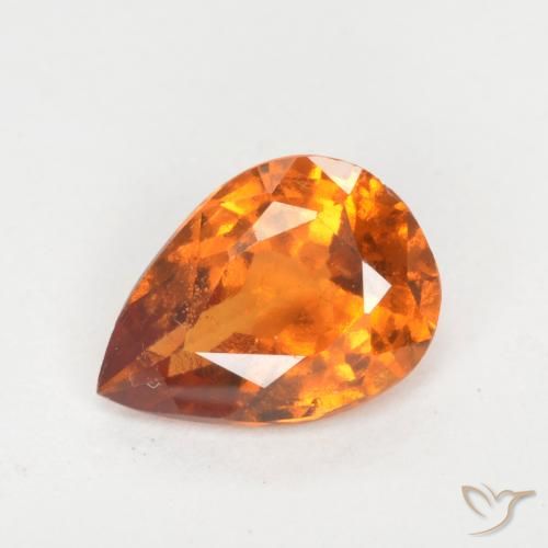 0.93ct 자연스러운 딥 오렌지 헤소나이트 가넷, 배 모양, VS-SI
