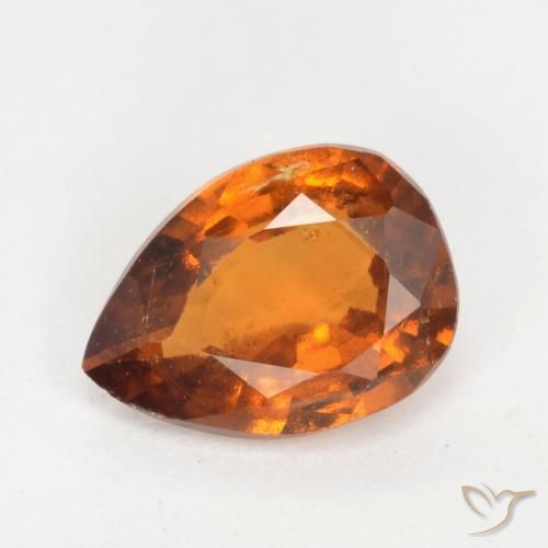 1.13ct 자연스러운 미디엄 오렌지 헤소나이트 가넷, 배 모양, SI