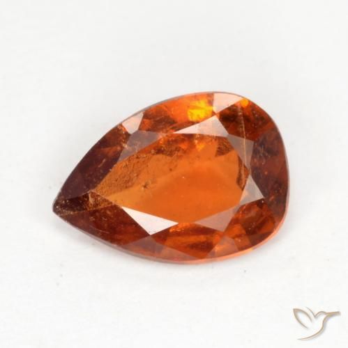 0.93ct 자연스러운 붉은 오렌지 헤소나이트 가넷, 배 모양, SI