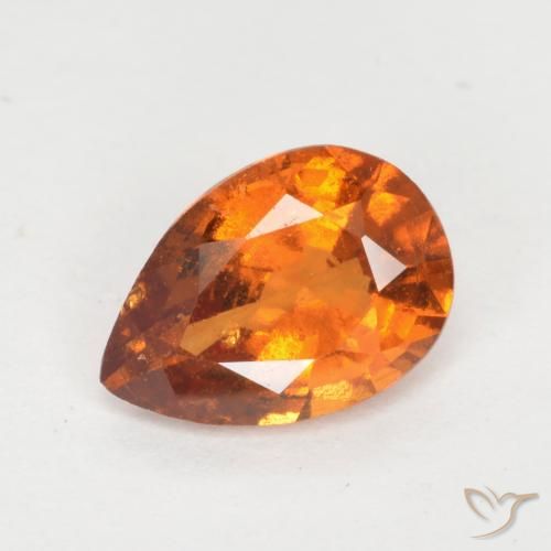 0.98ct 자연스러운 미디엄 오렌지 헤소나이트 가넷, 배 모양, VS-SI