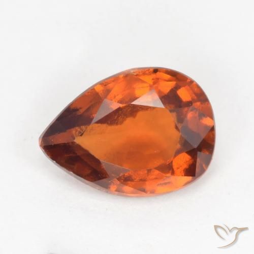 1.13ct 자연스러운 딥 오렌지 헤소나이트 가넷, 배 모양, VS