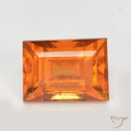 1.42ct 자연스러운 딥 오렌지 헤소나이트 가넷, 바게트, SI