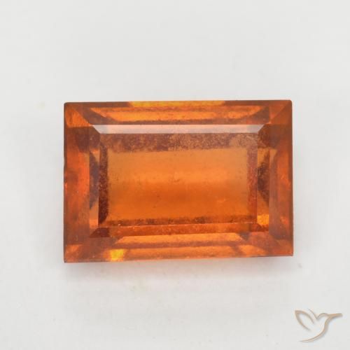 1.24ct 자연스러운 딥 오렌지 헤소나이트 가넷, 바게트, SI