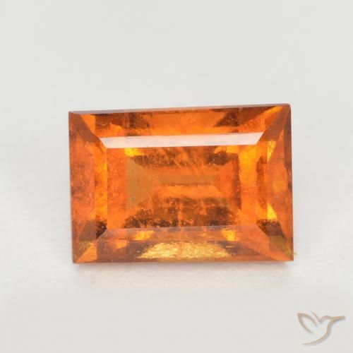 1.28ct 자연스러운 미디엄 오렌지 헤소나이트 가넷, 바게트, SI