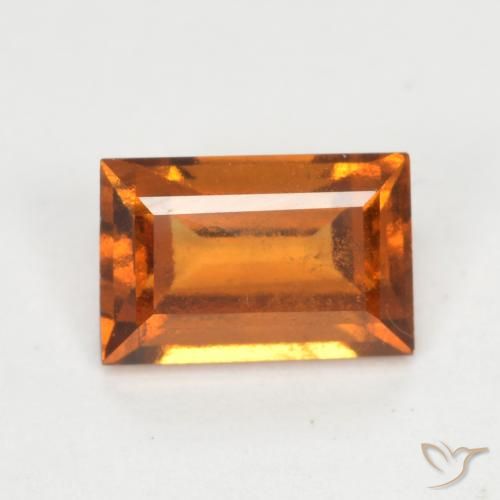 0.95ct 자연스러운 미디엄 다크 오렌지 헤소나이트 가넷, 바게트, VS-SI
