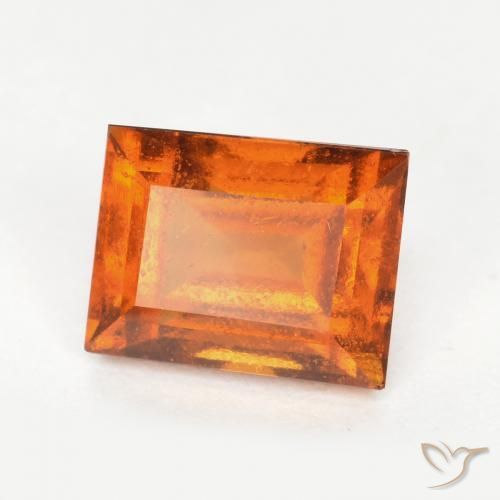 1.36ct 자연스러운 딥 오렌지 헤소나이트 가넷, 바게트, VS-SI