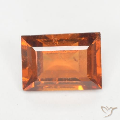 1.33ct 자연스러운 딥 오렌지 헤소나이트 가넷, 바게트, SI