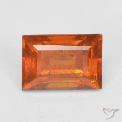 1.47ct 자연스러운 미디엄 오렌지 헤소나이트 가넷, 바게트, SI