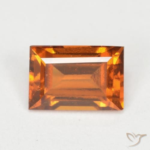 1.18ct 자연스러운 미디엄 다크 오렌지 헤소나이트 가넷, 바게트, VVS-VS