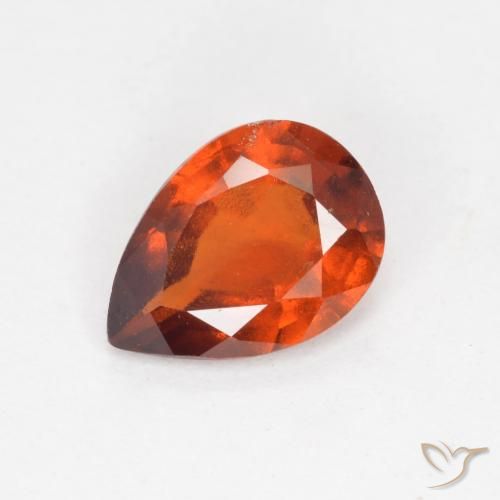 1.01ct 자연스러운 파이어 오렌지 헤소나이트 가넷, 배 모양, VS-SI