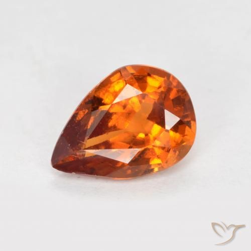 1.06ct 자연스러운 미디엄 오렌지 헤소나이트 가넷, 배 모양, VS