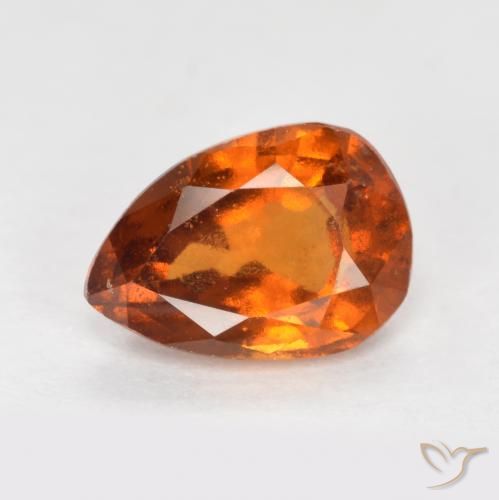 1.20ct 자연스러운 딥 오렌지 헤소나이트 가넷, 배 모양, VS-SI