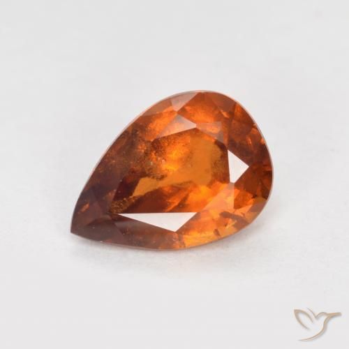 1.10ct 자연스러운 미디엄 다크 오렌지 헤소나이트 가넷, 배 모양, VS-SI