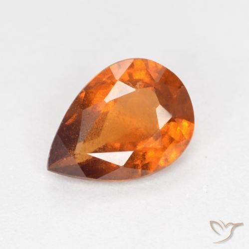 0.93ct 자연스러운 딥 오렌지 헤소나이트 가넷, 배 모양, VS-SI
