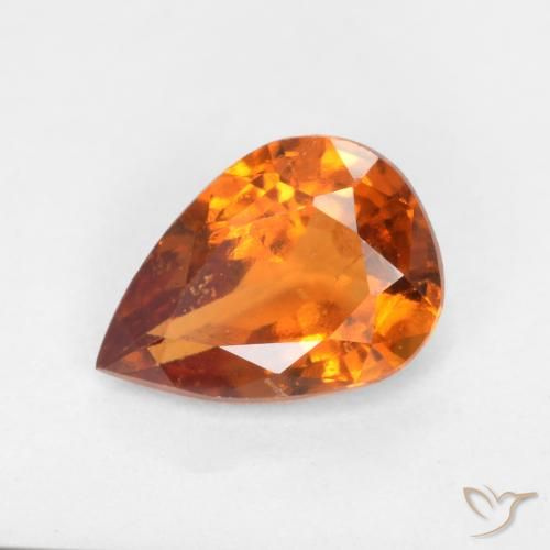 0.95ct 자연스러운 딥 오렌지 헤소나이트 가넷, 배 모양, VS-SI