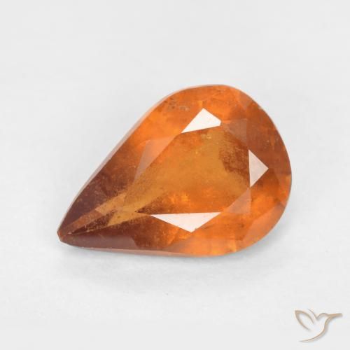 1.03ct 자연스러운 딥 오렌지 헤소나이트 가넷, 배 모양, SI
