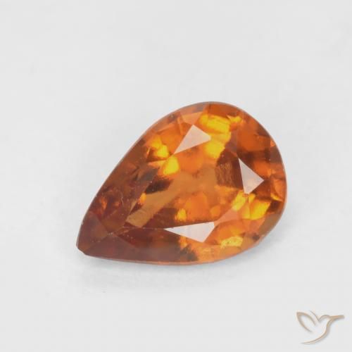 0.70ct 자연스러운 미디엄 다크 오렌지 헤소나이트 가넷, 배 모양, VS