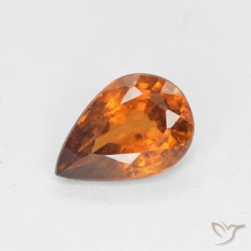 0.68ct 자연스러운 딥 오렌지 헤소나이트 가넷, 배 모양, VS
