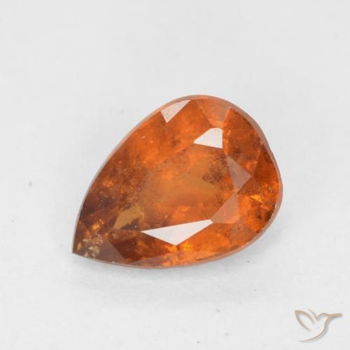0.77ct 자연스러운 미디엄 다크 오렌지 헤소나이트 가넷, 배 모양, SI