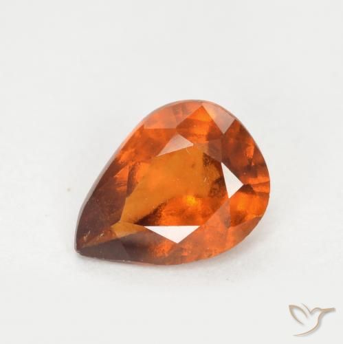 1.01ct 자연스러운 미디엄 다크 오렌지 헤소나이트 가넷, 배 모양, VS-SI