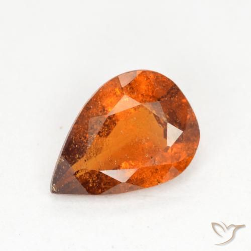 0.97ct 자연스러운 미디엄 오렌지 헤소나이트 가넷, 배 모양, SI