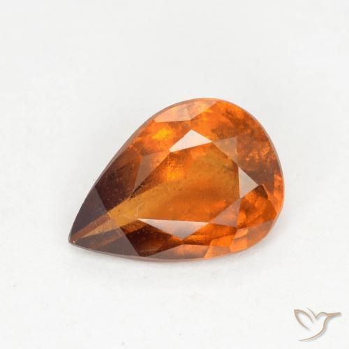 1.01ct 자연스러운 딥 오렌지 헤소나이트 가넷, 배 모양, SI