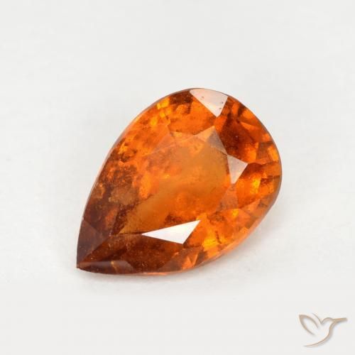 0.93ct 자연스러운 미디엄 다크 오렌지 헤소나이트 가넷, 배 모양, SI