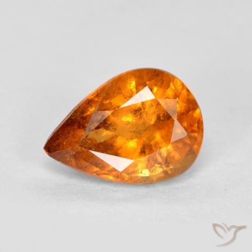 0.81ct 자연스러운 밝은 주황색 헤소나이트 가넷, 배 모양, SI