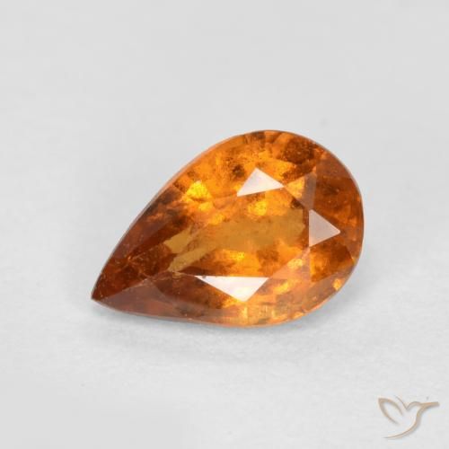 0.72ct 자연스러운 미디엄 다크 오렌지 헤소나이트 가넷, 배 모양, SI