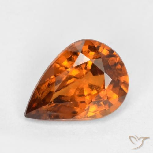 1.15캐럿 천연 미디엄 다크 오렌지 헤소나이트 가넷, 배 모양, 8×5.7 mm, SI