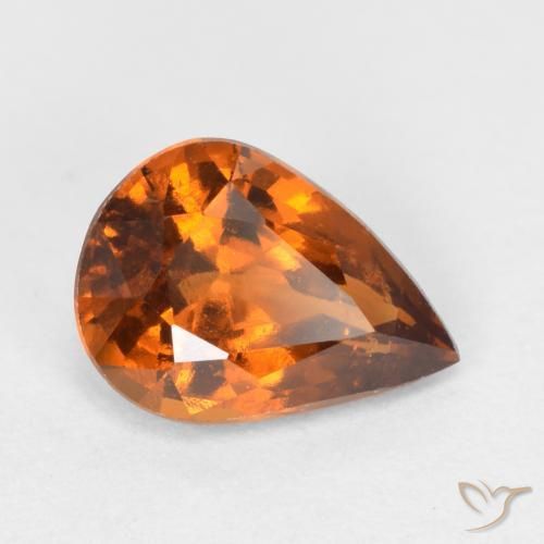1.15캐럿 천연 미디엄 다크 오렌지 헤소나이트 가넷, 배 모양, 8×5.7 mm, SI
