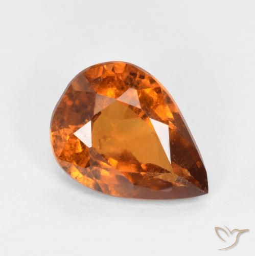 1.22ct 자연스러운 미디엄 다크 오렌지 헤소나이트 가넷, 배 모양, SI