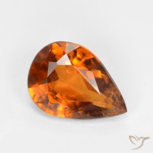 1.11캐럿 천연 딥 오렌지 헤소나이트 가넷, 배 모양, 8.1×5.8 mm, SI