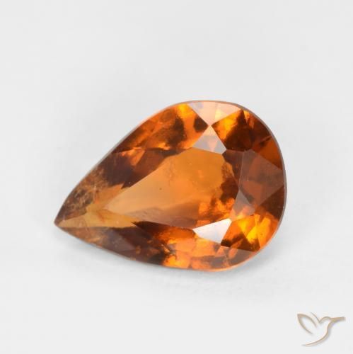 1.11캐럿 천연 딥 오렌지 헤소나이트 가넷, 배 모양, 8.1×5.8 mm, SI