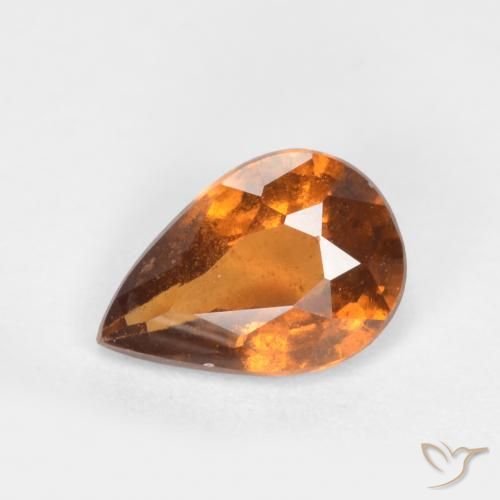0.70ct 자연스러운 딥 오렌지 헤소나이트 가넷, 배 모양, SI