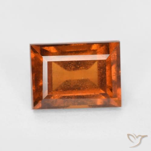 1.28ct 자연스러운 미디엄 다크 오렌지 헤소나이트 가넷, 바게트, VS