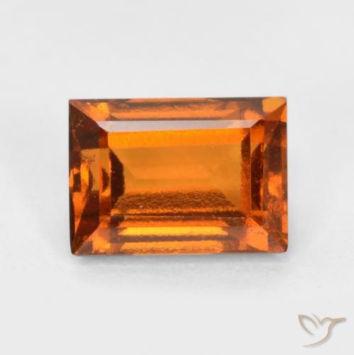 1.34ct 자연스러운 미디엄 다크 오렌지 헤소나이트 가넷, 바게트, VS