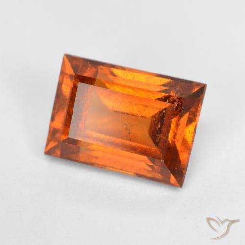 1.56ct 자연스러운 딥 오렌지 헤소나이트 가넷, 바게트, VS-SI