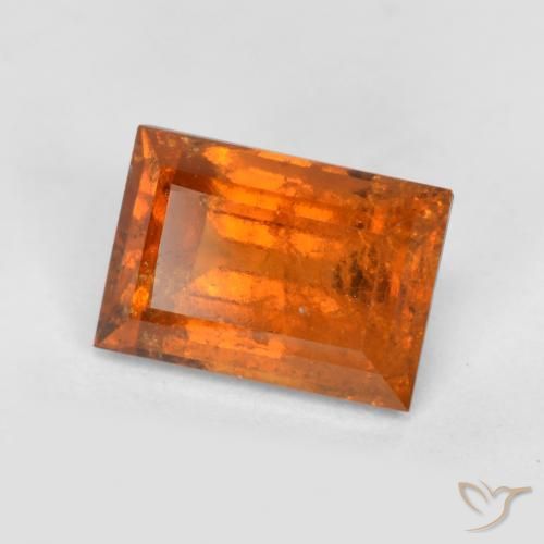 1.49ct 자연스러운 파이어 오렌지 헤소나이트 가넷, 바게트, SI