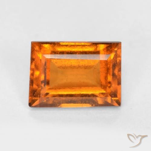 1.12ct 자연스러운 미디엄 오렌지 헤소나이트 가넷, 바게트, VS-SI