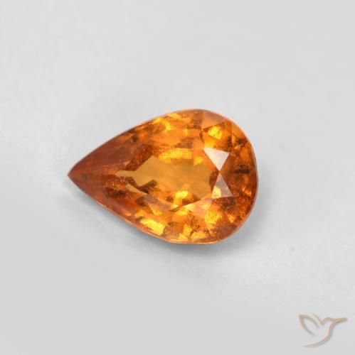 0.69ct 자연스러운 미디엄 다크 오렌지 헤소나이트 가넷, 배 모양, VS-SI