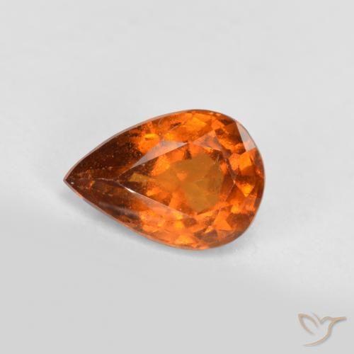 0.78ct 자연스러운 딥 오렌지 헤소나이트 가넷, 배 모양, VS-SI
