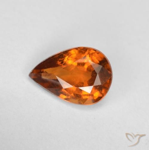 0.70ct 자연스러운 딥 오렌지 헤소나이트 가넷, 배 모양, VS-SI