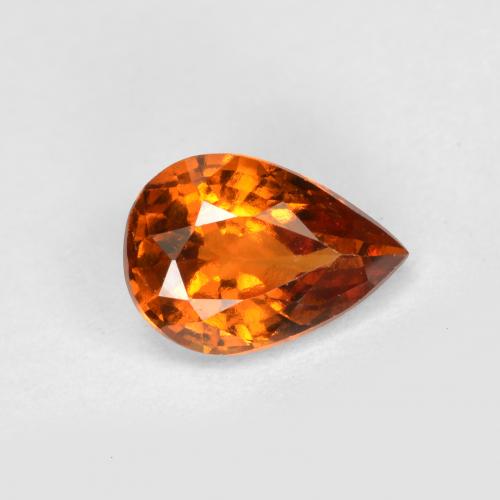 0.74캐럿 천연 미디엄 다크 오렌지 헤소나이트 가넷, 배 모양, 6.8×4.8 mm, VS