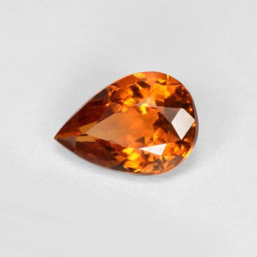 0.74캐럿 천연 미디엄 다크 오렌지 헤소나이트 가넷, 배 모양, 6.8×4.8 mm, VS