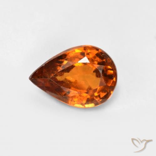 0.78ct 자연스러운 미디엄 다크 오렌지 헤소나이트 가넷, 배 모양, VS