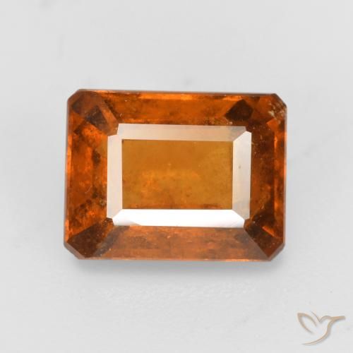 2.08ct 자연스러운 앰버 오렌지 헤소나이트 가넷, 에메랄드 컷, SI